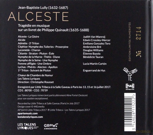 Lully: Alceste Les Talens Lyriques Rousset (digibook) [2CD]
