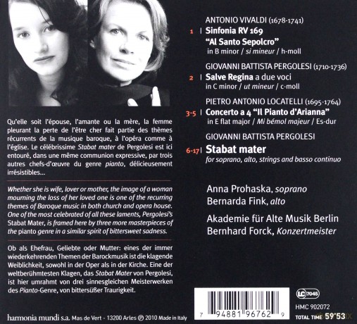 Pergolesi: Stabat Mater Prohaska Fink (digipack) [CD]