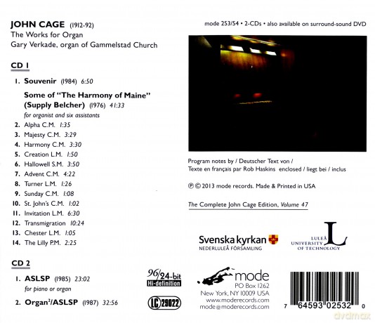 Gary Verkade: John Cage: Works for Organ [2CD]