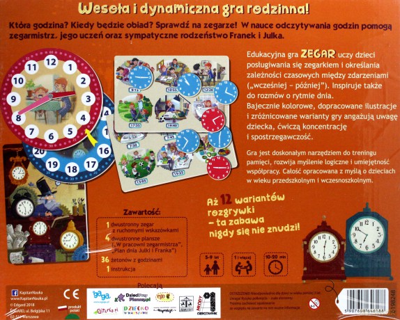 Kapitan Nauka. Gra edukacyjna Zegar [GRA PLANSZOWA]