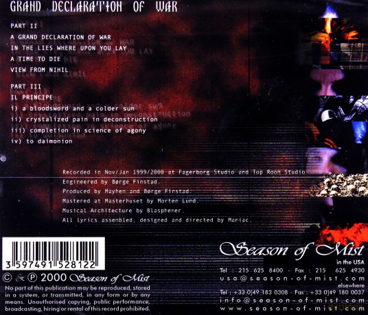 Mayhem: Grand Declaration Of War [CD]
