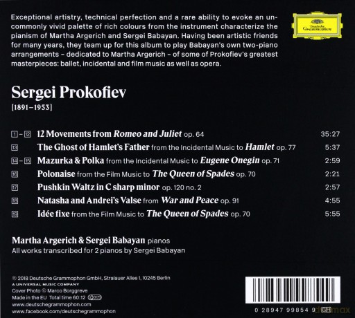 Martha Argerich: Prokofiev For Two [CD]