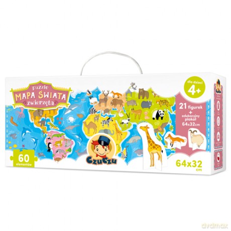 Czuczu puzzle Mapa świata Zwierzęta [PUZZLE]