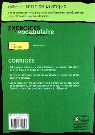 Exercices de vocabulaire en contexte - debutant corriges - Roland Eluerd [KSIĄŻKA]