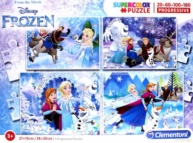 CLEMENTONI 20+60+100+180 el. Linia Specialna Kraina Lodu [PUZZLE]