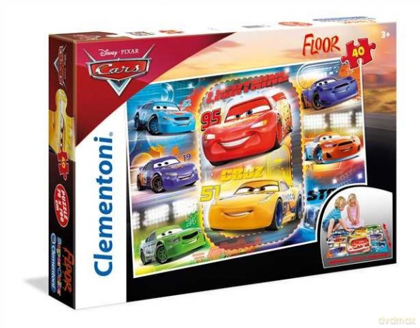 CLEMENTONI 40 el. podłogowe Super Kolor Auta 3 [PUZZLE]