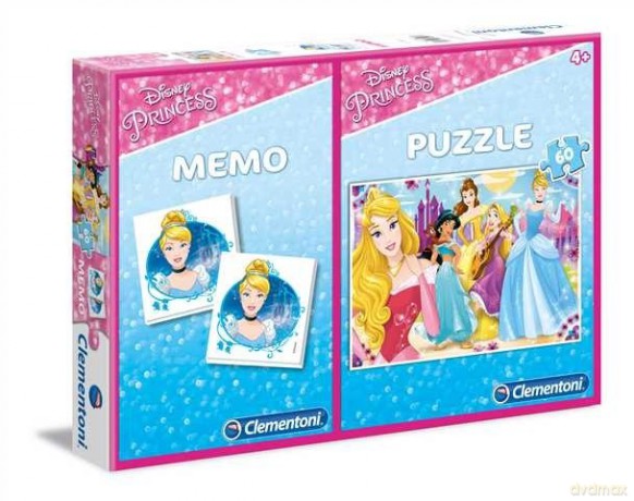 CLEMENTONI 60 el. + Memo Linia Specialna Księżniczki Disneya [PUZZLE]