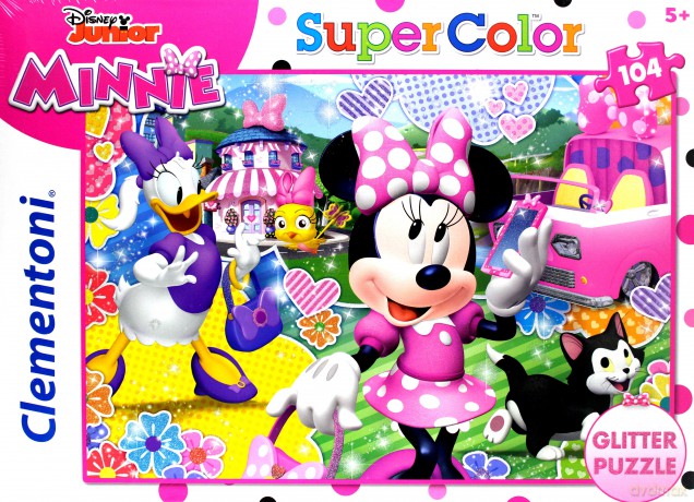 CLEMENTONI z brokatem 104 el. Minnie Szczęśliwi Pomocnicy [PUZZLE]