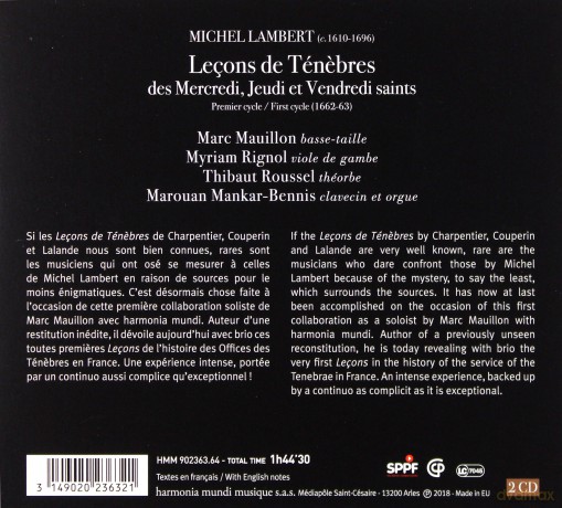 Lambert: Lecons De Tenebres Mauillon (digipack) [2CD]
