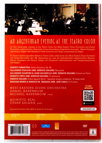 Barenboim & Salgan & West-Eastern Divan Orchestra & Barenboim: Euroarts - Wedo At The Teatro Colon - A Tango Evening With Ginastera And Salgan [DVD]