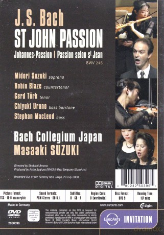 Suzuki & Blaze & Turk & Urano & Macleod: St John Passion (Bach Collegium Japan) [DVD]
