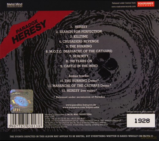 Paradox: Heresy (Remastered + Bonus Tracks) (digipack) [CD]
