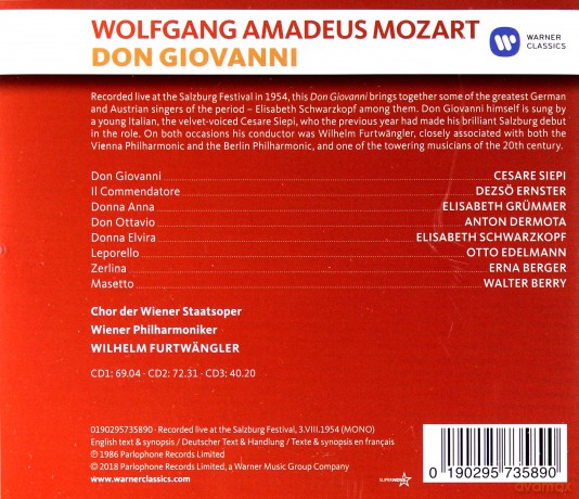 Furtwangler & Siepi & Dermota & Edelmann & Schwarzkopf & Grummer & Berry & Berger: Mozart: Don Giovanni (Live At Salzburg, 1954) [3CD]