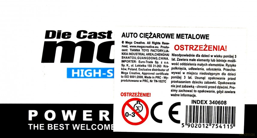 Maszyna budowlana metalowa 10 cm