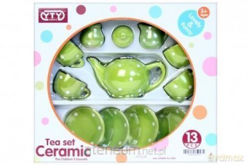 Zestaw do herbaty ceramiczny zielony 13 el.