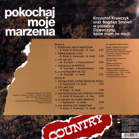 Krzysztof Krawczyk: Country album: Pokochaj moje marzenia [Winyl]