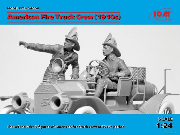 1/24 American Fire Truck Crew 1910+2 figures