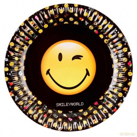 Talerze 23 cm Smiley Emoticons, 8 sztuk