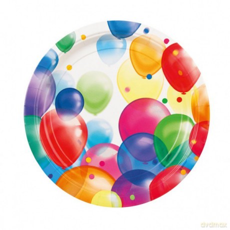 Talerzyki 23 cm Balony, 8 sztuk