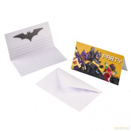 Zaproszenia z kopertami 14 x 8 cm Lego Batman, 8 sztuk