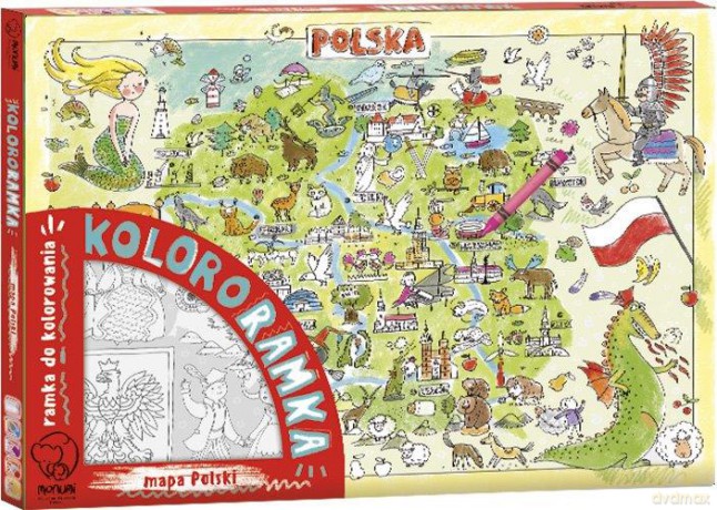 Kolorowanka ramka do zawieszenia Mapa Polski duża