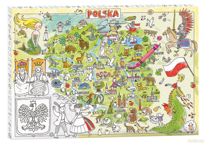 Kolorowanka ramka do zawieszenia Mapa Polski duża