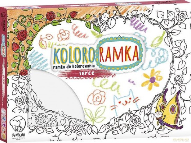 Kolorowanka ramka do zawieszenia Serce średnia