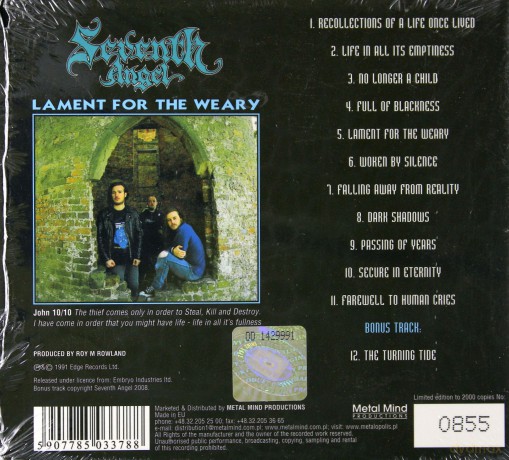 Seventh Angel: Lament For Weary (Remastered + Bonus Tracks) (digipack) [CD]