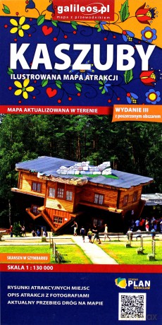 Mapa atrakcji turystycznych - Kaszuby 1:130 000