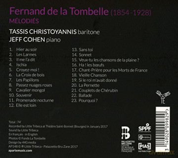 La Tombelle: Melodies Christoyannis Cohen (digipack) [CD]