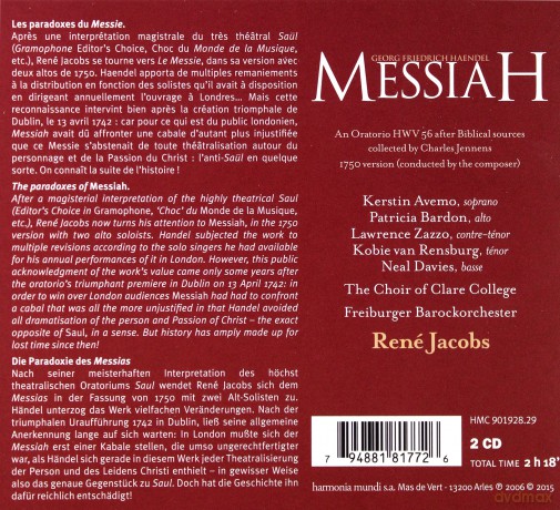 Handel: Messiah Jacobs (digipack) [2CD]