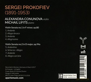 Prokofiev: Sonatas For Violin And Piano Conunova Lifits (digipack) [CD]