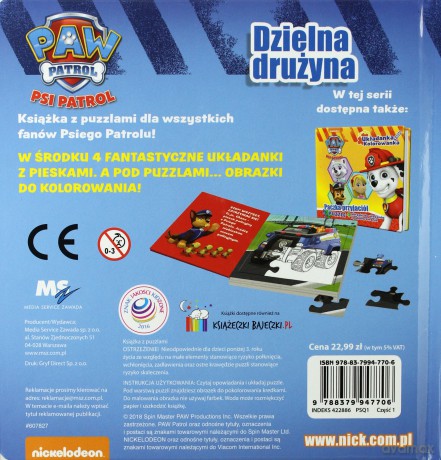Dzielna drużyna, Psi Patrol. Układanka kolorowanka [KSIAŻKA]