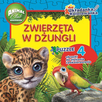 Zwierzęta w dżungli. Układanka, kolorowanka, puzzle [KSIAŻKA]