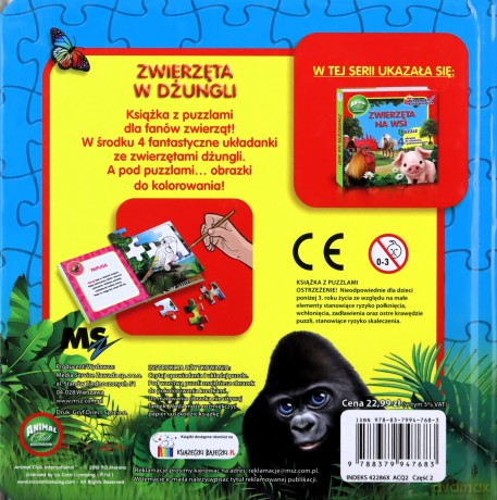 Zwierzęta w dżungli. Układanka, kolorowanka, puzzle [KSIAŻKA]