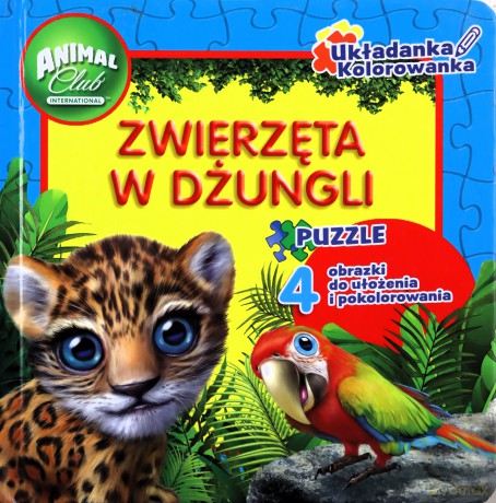 Zwierzęta w dżungli. Układanka, kolorowanka, puzzle [KSIAŻKA]