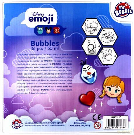 Bańki mydlane Emoji Frozen 55 ml (36 szt)