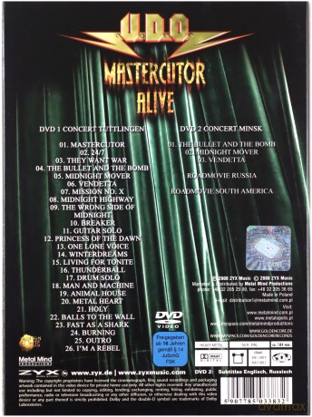 U.D.O.: Mastercutor Alive (digipack) [2DVD]