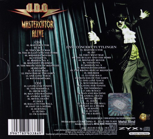 U.D.O.: Mastercutor Alive Ltd [2CD]+[DVD]