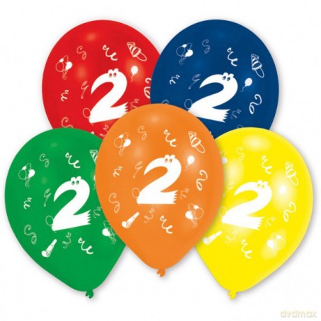 Balony lateksowe cyfra 2, 10 sztuk