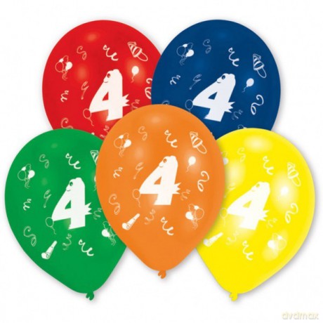 Balony lateksowe cyfra 4, 10 sztuk