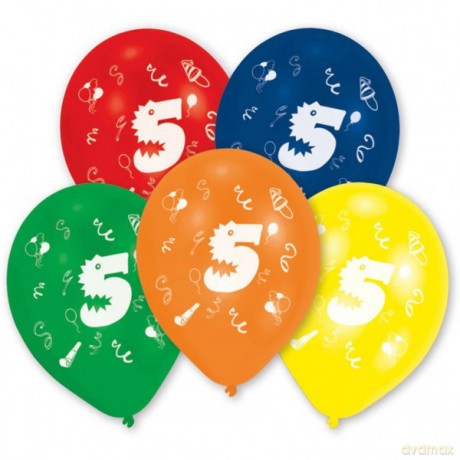 Balony lateksowe cyfra 5, 10 sztuk