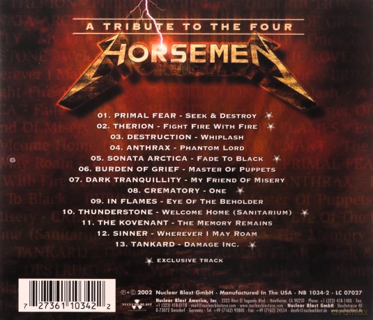 A Tribute To The Four Horsemen (Metallica) [CD]