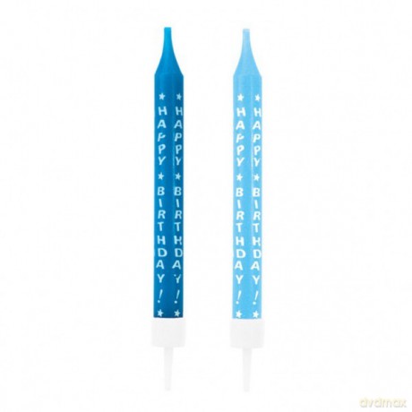 Świeczki niebieskie Happy birthday 10 sztuk