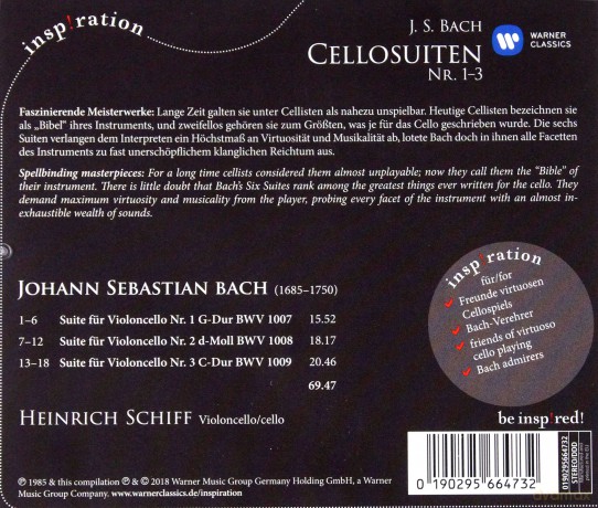 Heinrich Schiff: Bach: Cellosuiten Nr. 1-3 [CD]