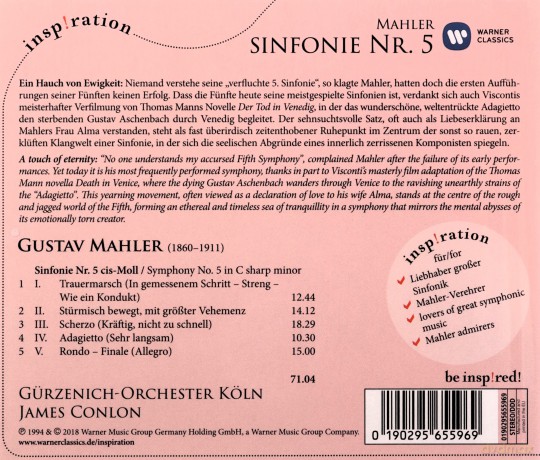James Conlon: Mahler: Adagietto - Sinfonie Nr. 5 [CD]