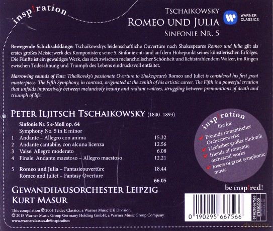 Kurt Masur: Tschaikowsky: Romeo Und Julia - Sinfonie Nr. 5 [CD]