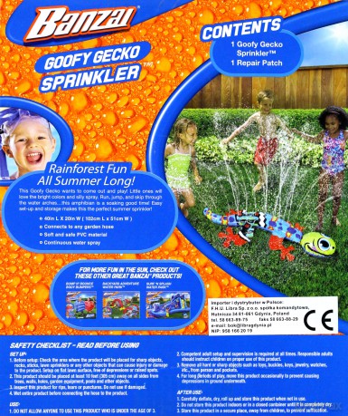 Banzai Zraszacz wody Goofy Gecko Spryskiwacz 96032