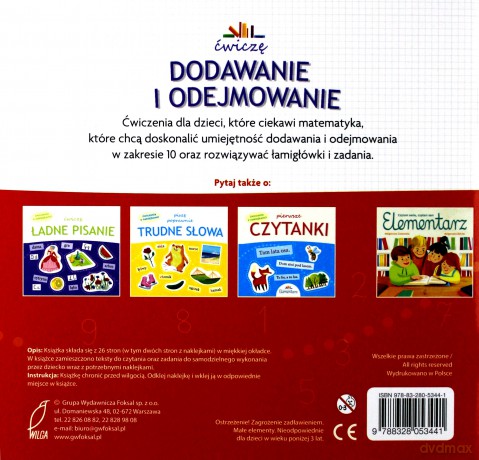 Ćwiczę dodawanie i odejmowanie. Ćwiczenia z naklejkami [KSIĄŻKA]