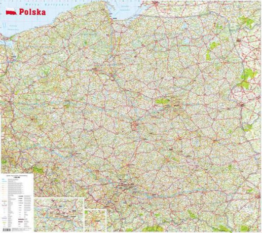 Mapa ścienna polska 1:650 000 foliowana